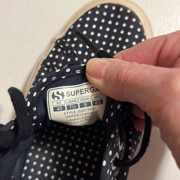 SuperGa blue/white polka dot sneakers . Sz 9 - Picture 4 of 5